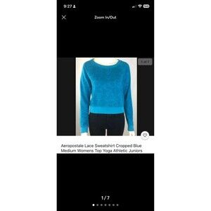 Aeropostale Blue Crop Sweater Athletic Top Size Medium Womens Workout Yoga Aero